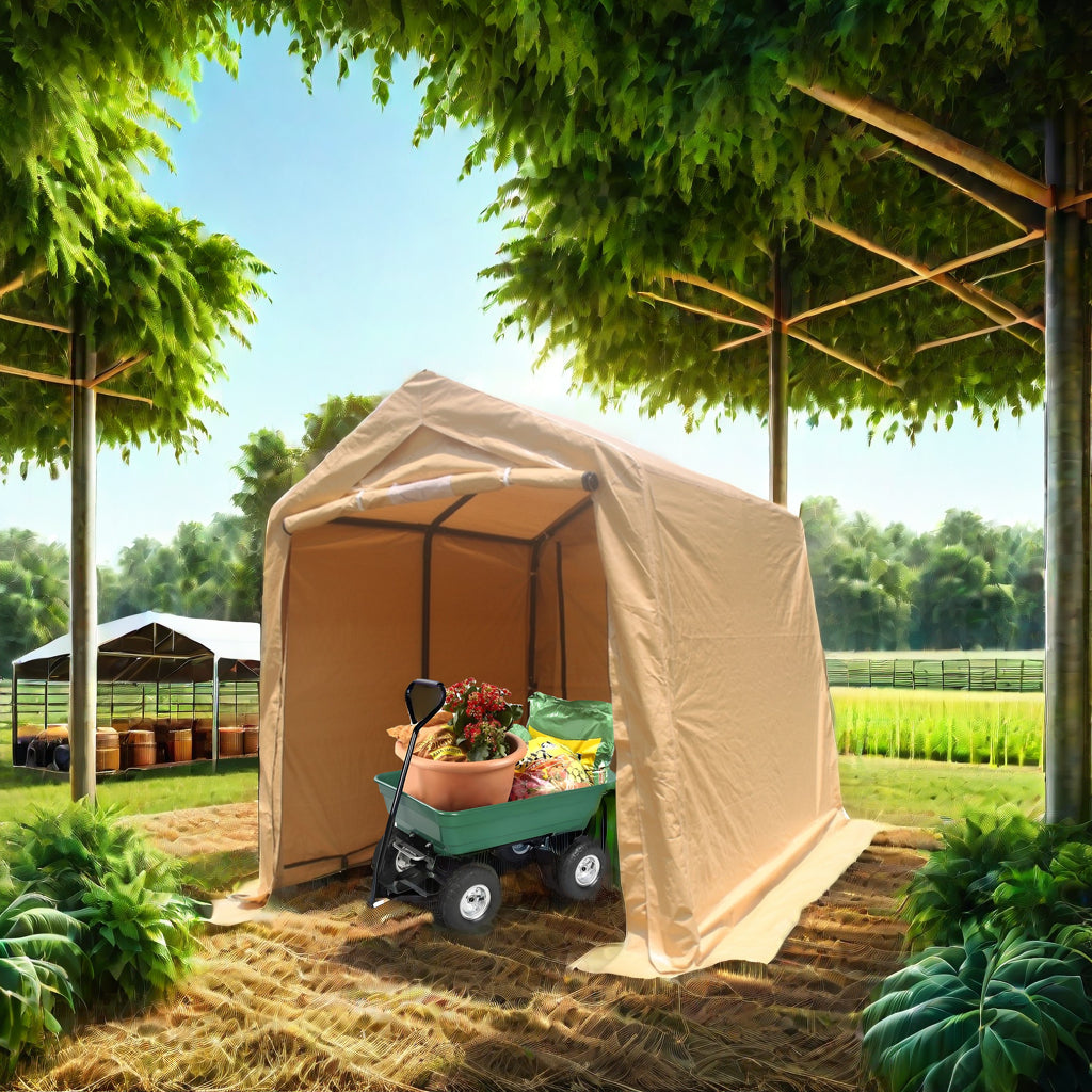 7x12 Ft Portable Outdoor Storage Shed for Mowers and Bikes