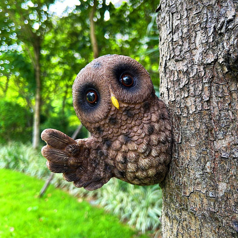 Lifelike Resin Owl Garden Decor for Trees and Shelves