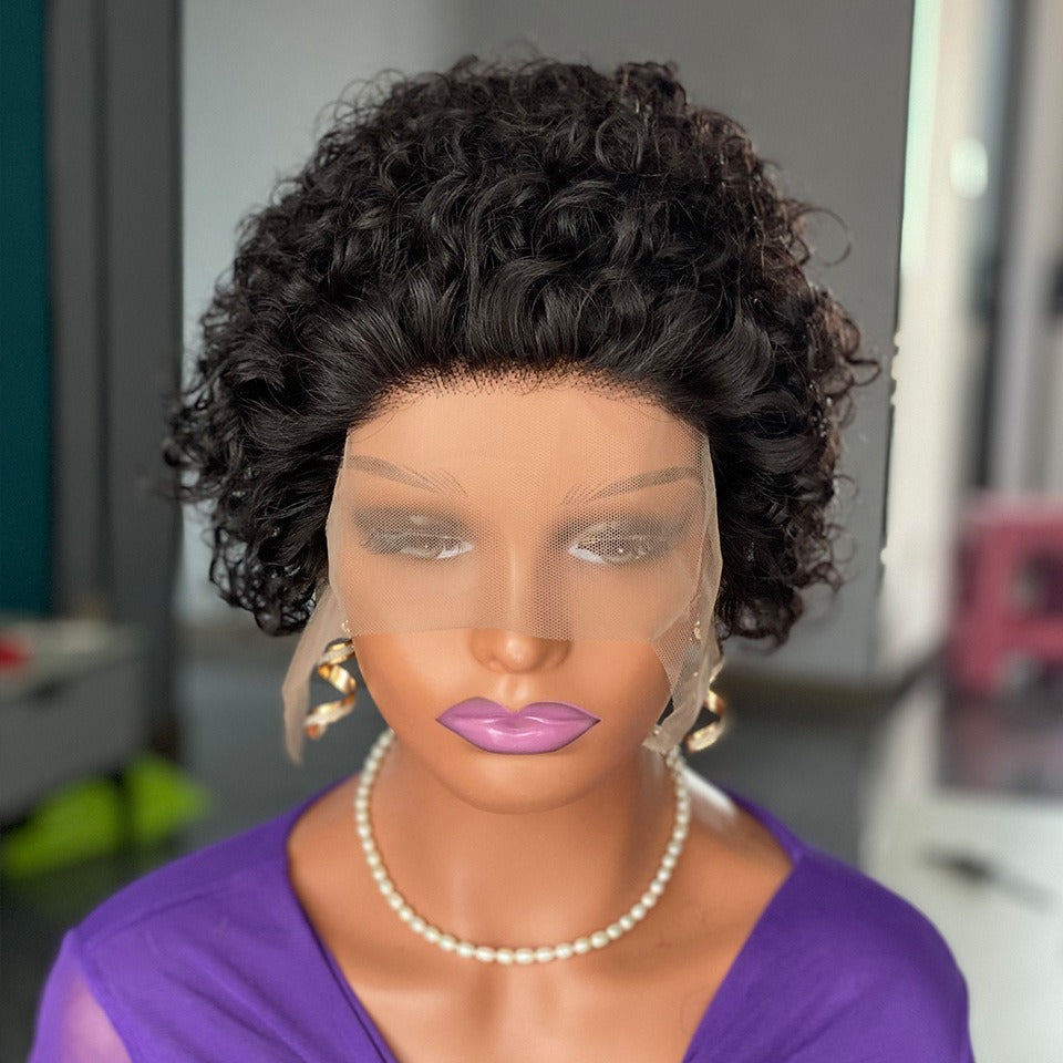 Curly Pixie Cut Lace Wig Human Hair | Natural Volume
