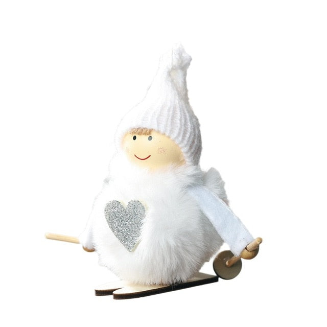 Christmas Angel Ski Plush Ornament for Cozy Holiday Décor