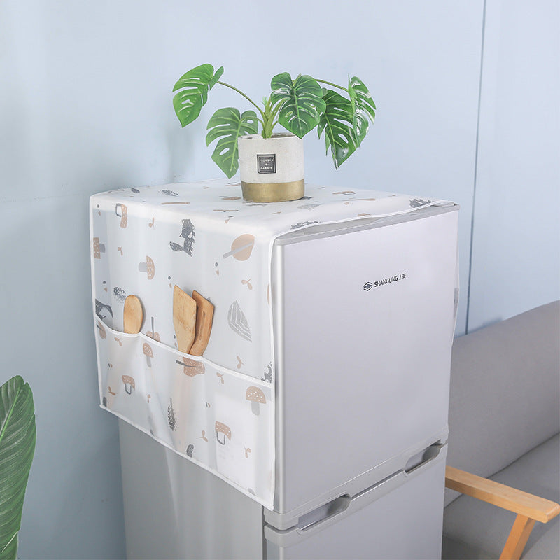 Fridge Top Dust Cover, Waterproof with Storage Pockets