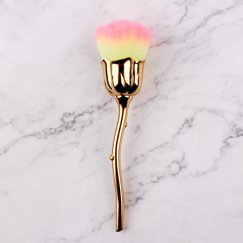 Rose Nail Dust Brush Set — Soft, Fluffy Flower-Shaped Bristles