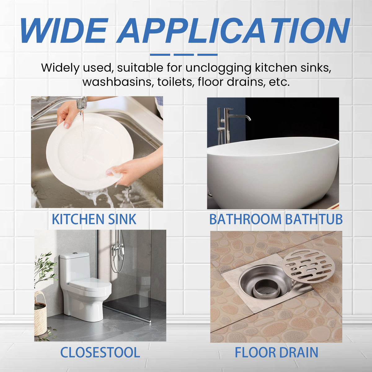 Pipe Drain Cleaner for Hair, Grease & Food Blockages
