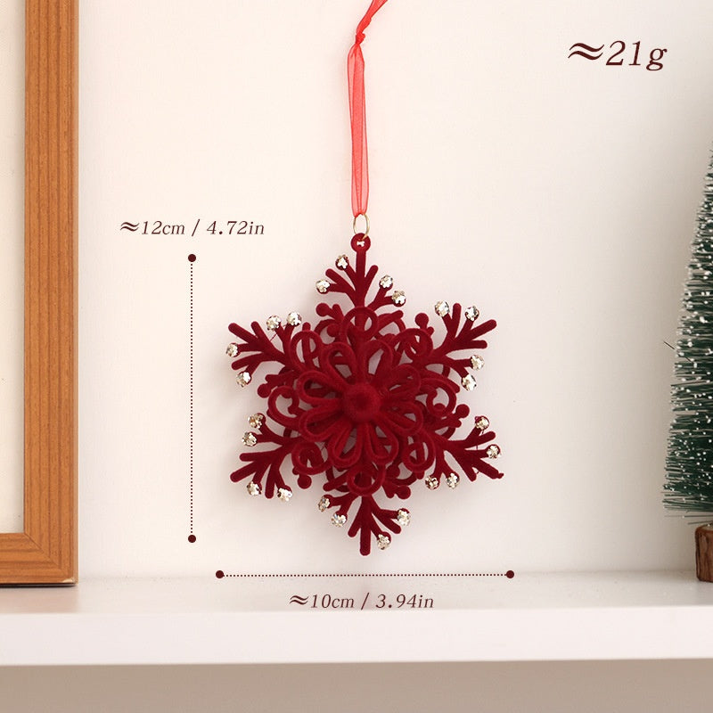 Velvet Red Christmas Ornaments With Sparkling Details