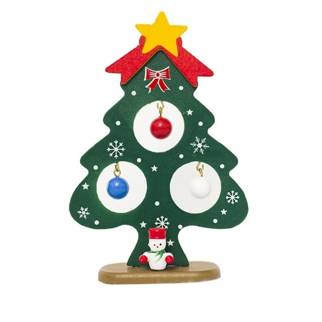 Mini Wooden Christmas Tree Ornaments for Tables