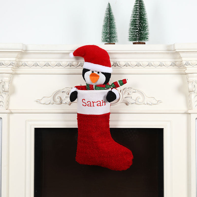 Personalized Christmas Stocking With Plush Character