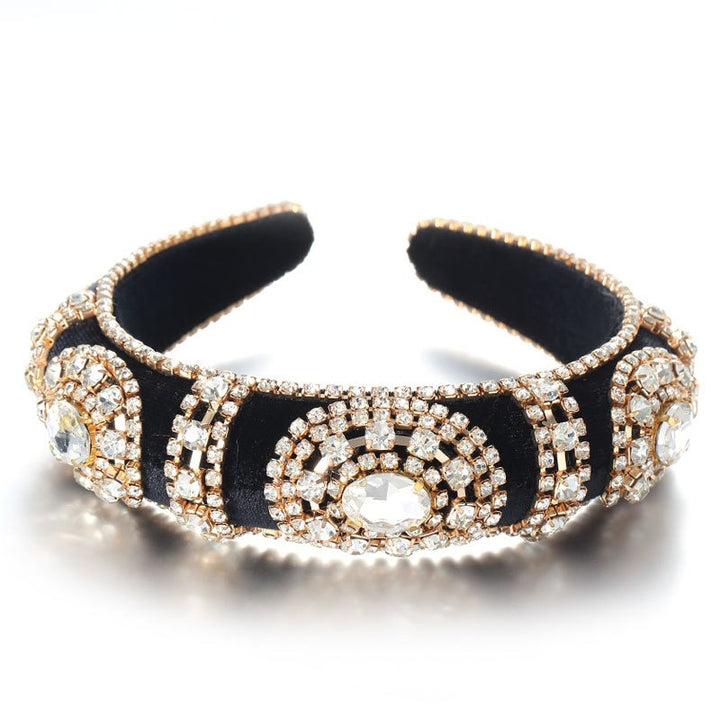 Velvet Rhinestone Headband for Glamorous Retro Style