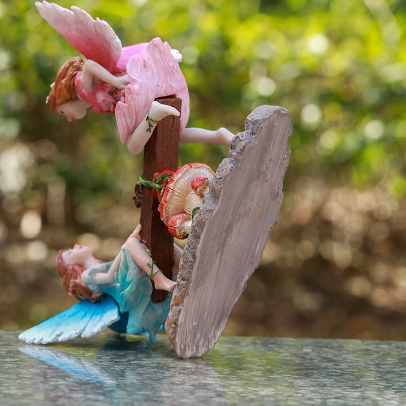 Fairy Garden Seesaw Figurine for Outdoor Garden Decor