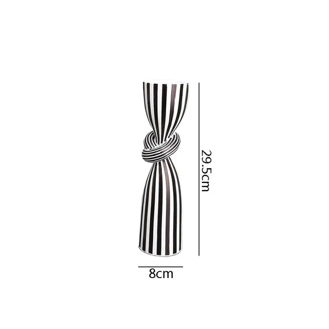 Black and White Striped Resin Candle Holder for Tables