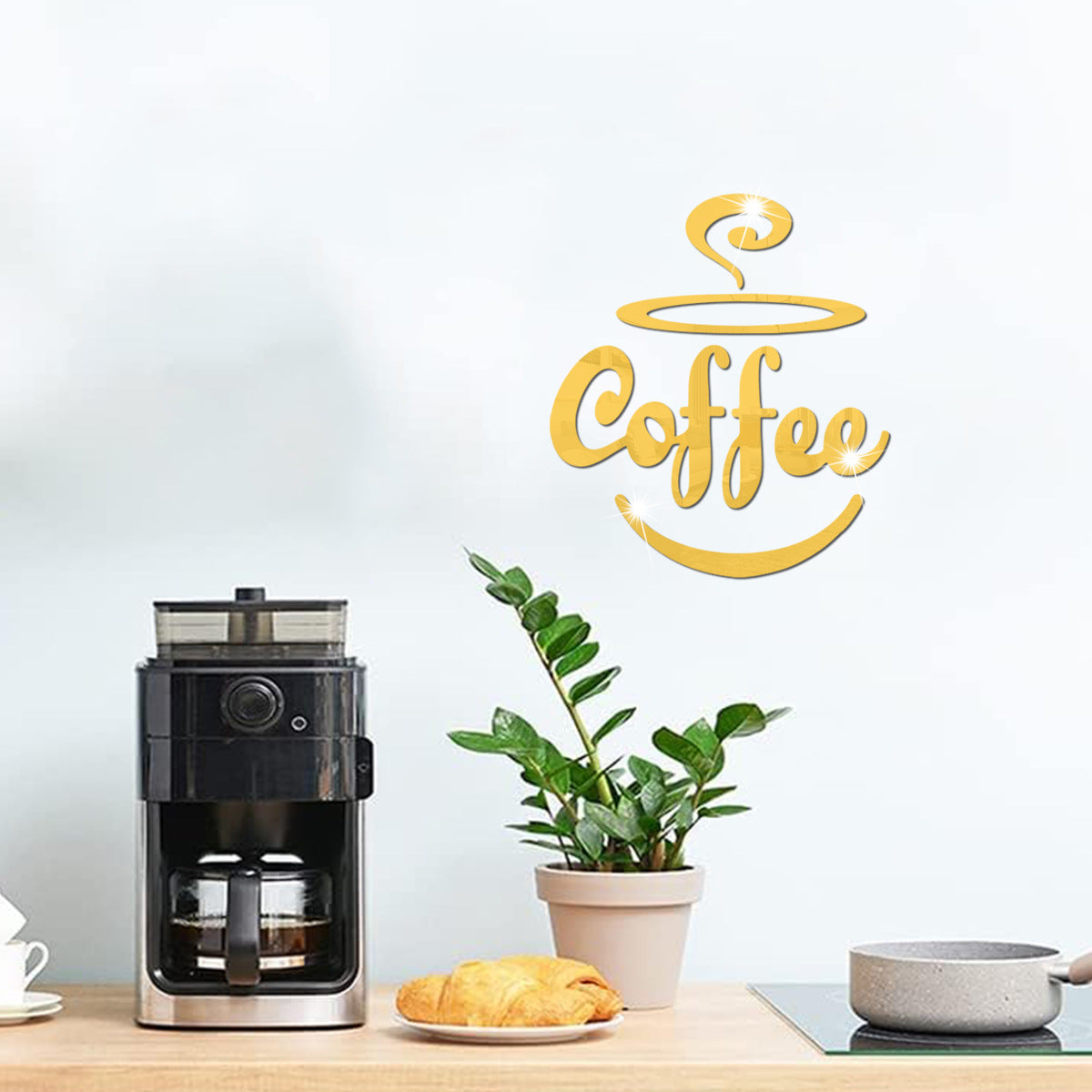 Coffee Mirror Wall Stickers for Café-Style Kitchens