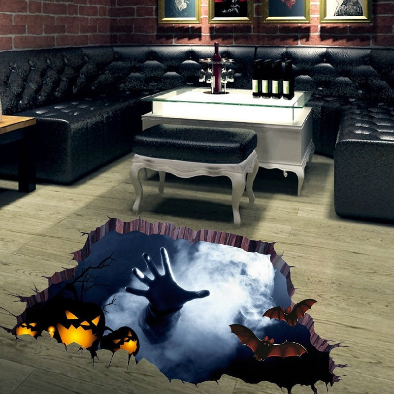 3D Halloween Broken Wall Sticker for Spooky Decor