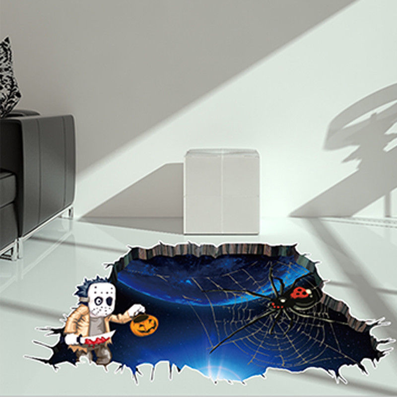 3D Halloween Broken Wall Sticker for Spooky Decor