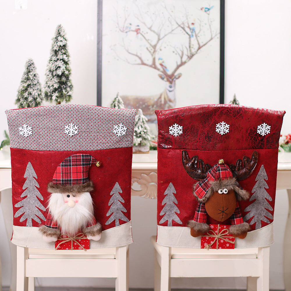 Christmas Chair Covers With 3D Holiday Character Set