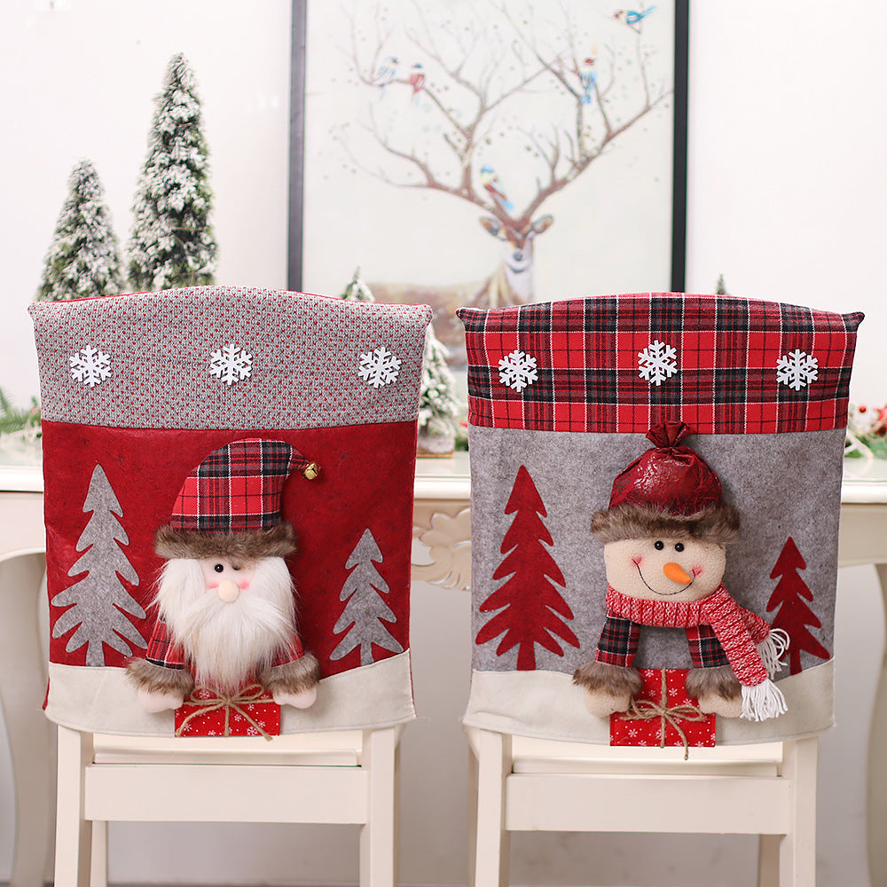 Christmas Chair Covers With 3D Holiday Character Set