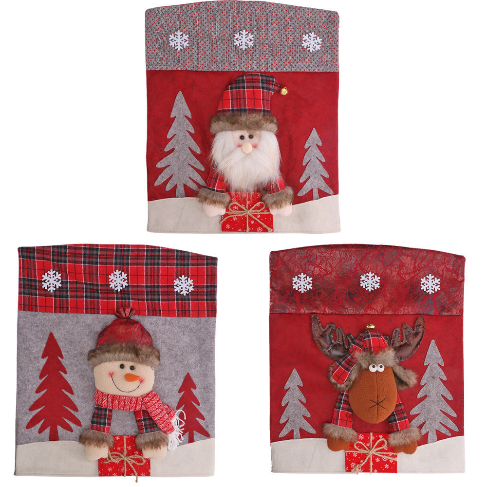 Christmas Chair Covers With 3D Holiday Character Set