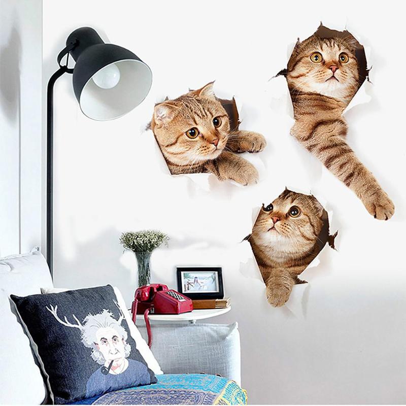3D Cat Wall Sticker – Removable Trompe L'oeil Decal