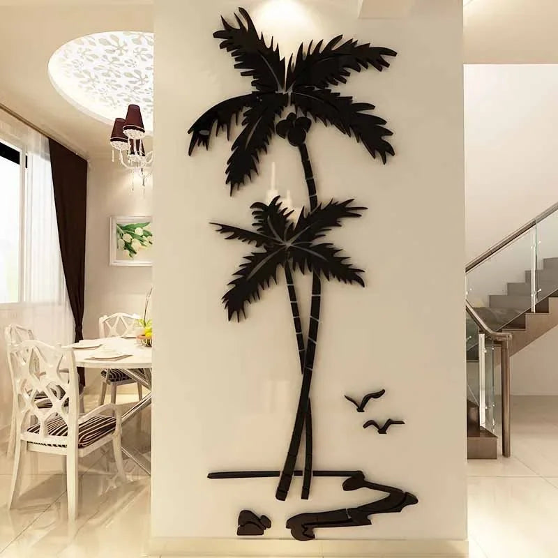3D Coconut Tree Wall Sticker for Tropical Feature Walls