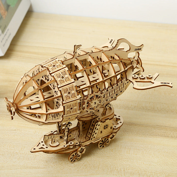 3D Wooden Airship Puzzle for Steampunk Tabletop Decor