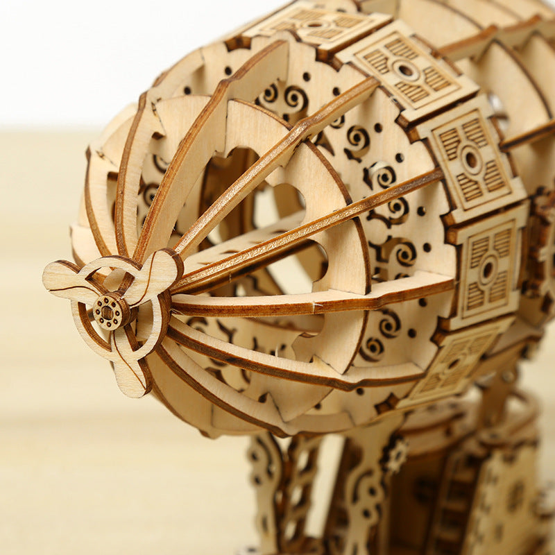 3D Wooden Airship Puzzle for Steampunk Tabletop Decor