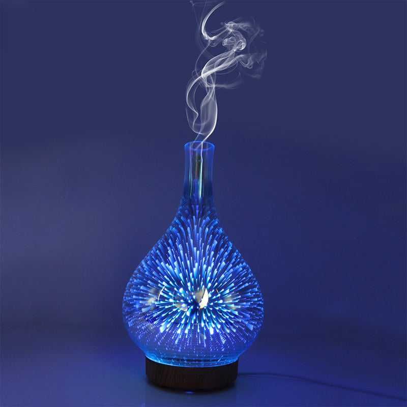 Ultrasonic Humidifier with LED Fireworks Light Glass