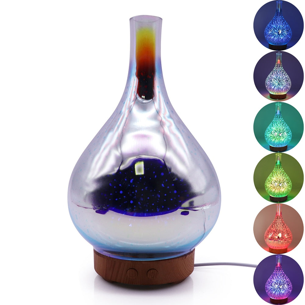 Ultrasonic Humidifier with LED Fireworks Light Glass