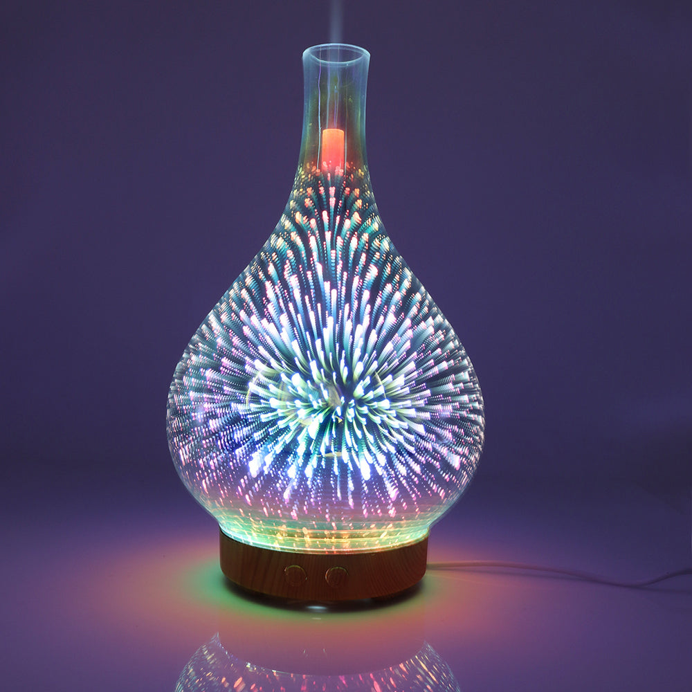 Ultrasonic Humidifier with LED Fireworks Light Glass