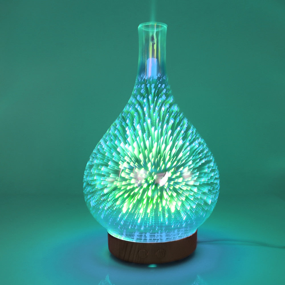 Ultrasonic Humidifier with LED Fireworks Light Glass