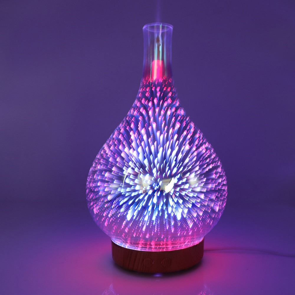 Ultrasonic Humidifier with LED Fireworks Light Glass