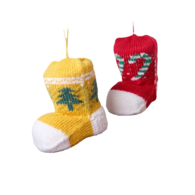 3D Knitted Christmas Sock Boot Tree Ornaments Decor