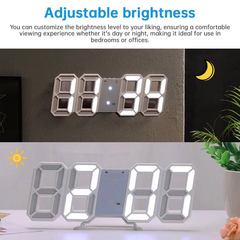 3D LED Digital Alarm Clock with Large Easy-Read Display