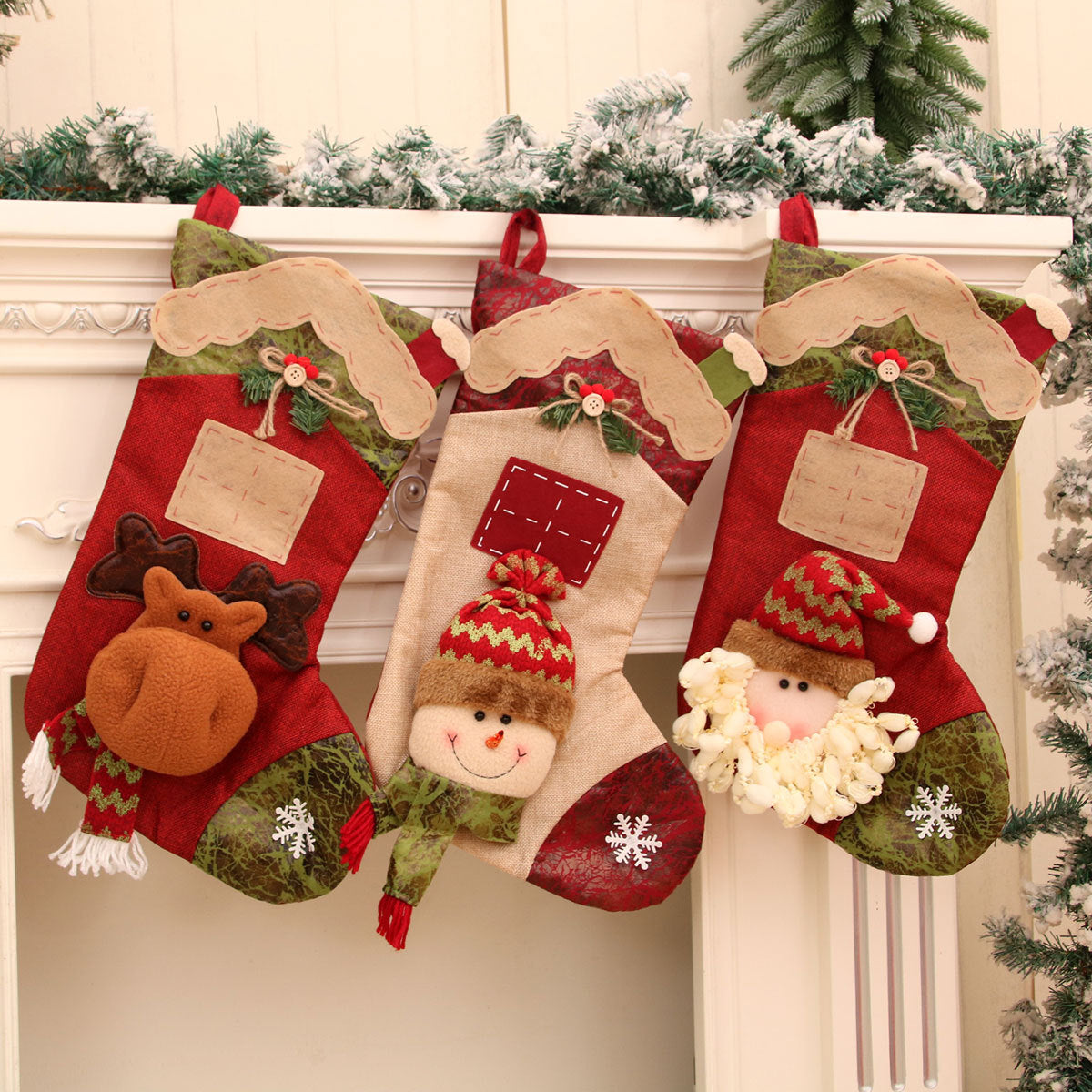 Christmas Stocking Decorations With Plush 3D Characters