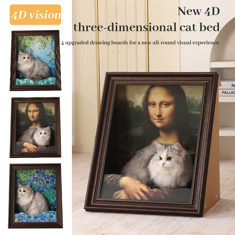 3D Cat Scratcher Bed With Replaceable Classical Art