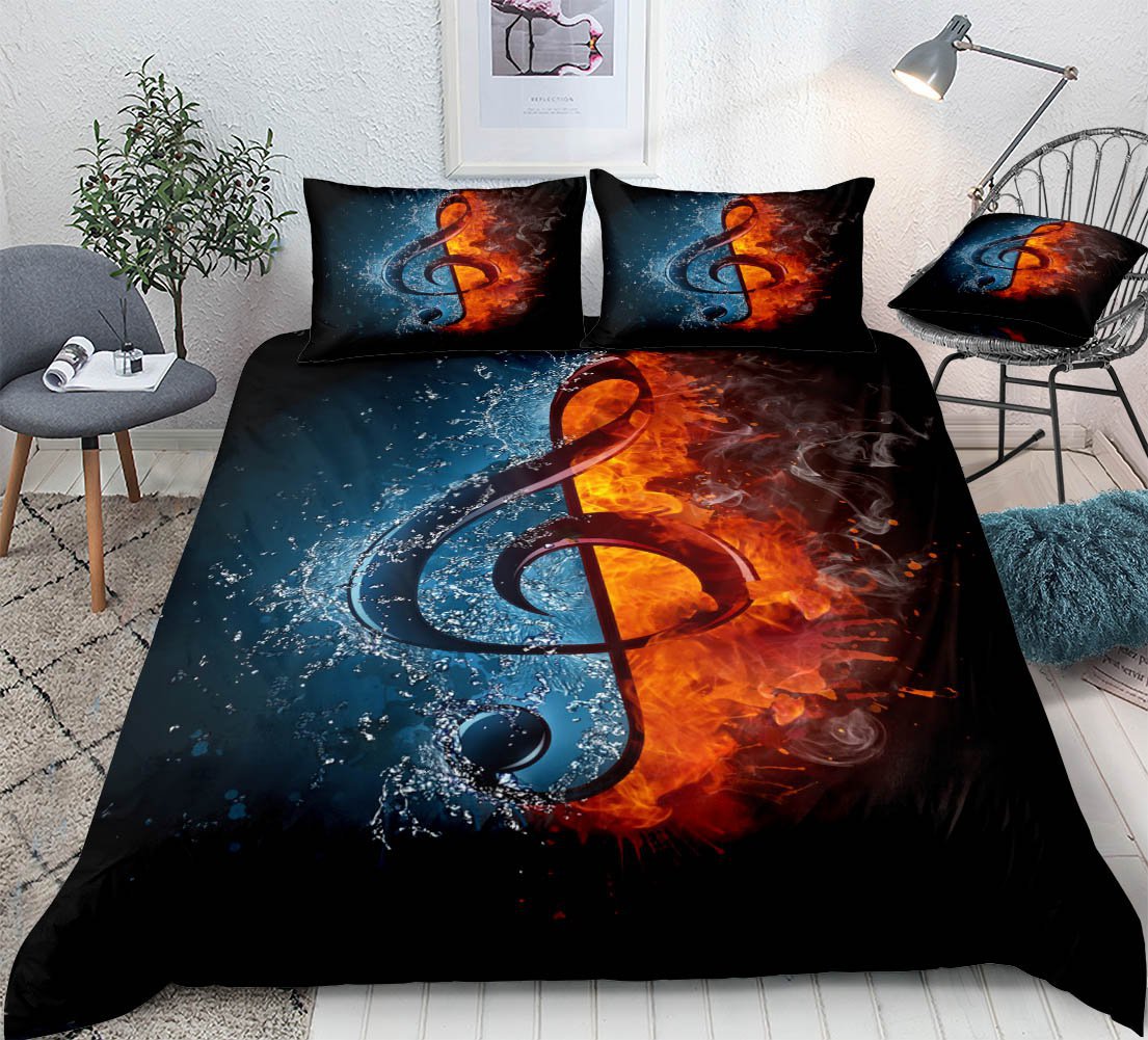 3-Piece Musical Quilt Cover Set for Bold Bedroom Style
