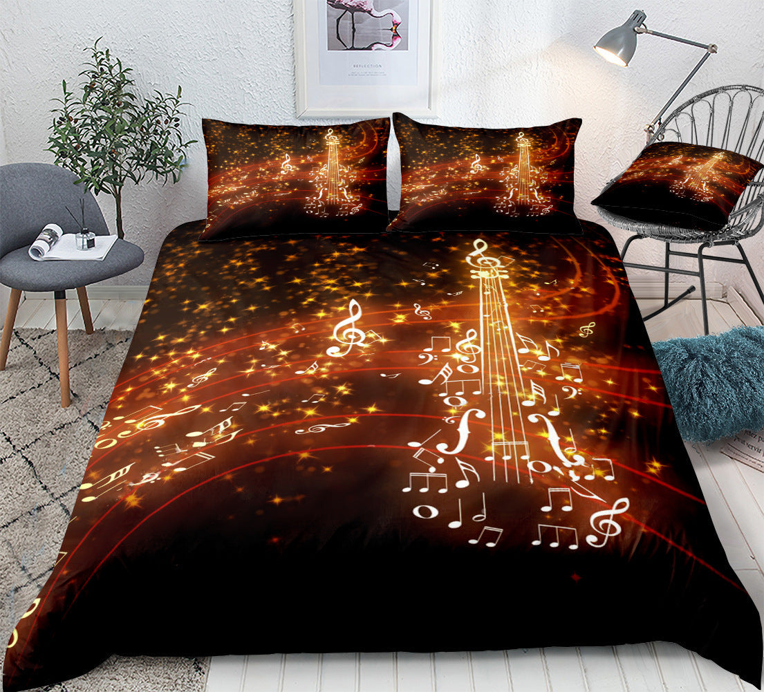 3-Piece Musical Quilt Cover Set for Bold Bedroom Style