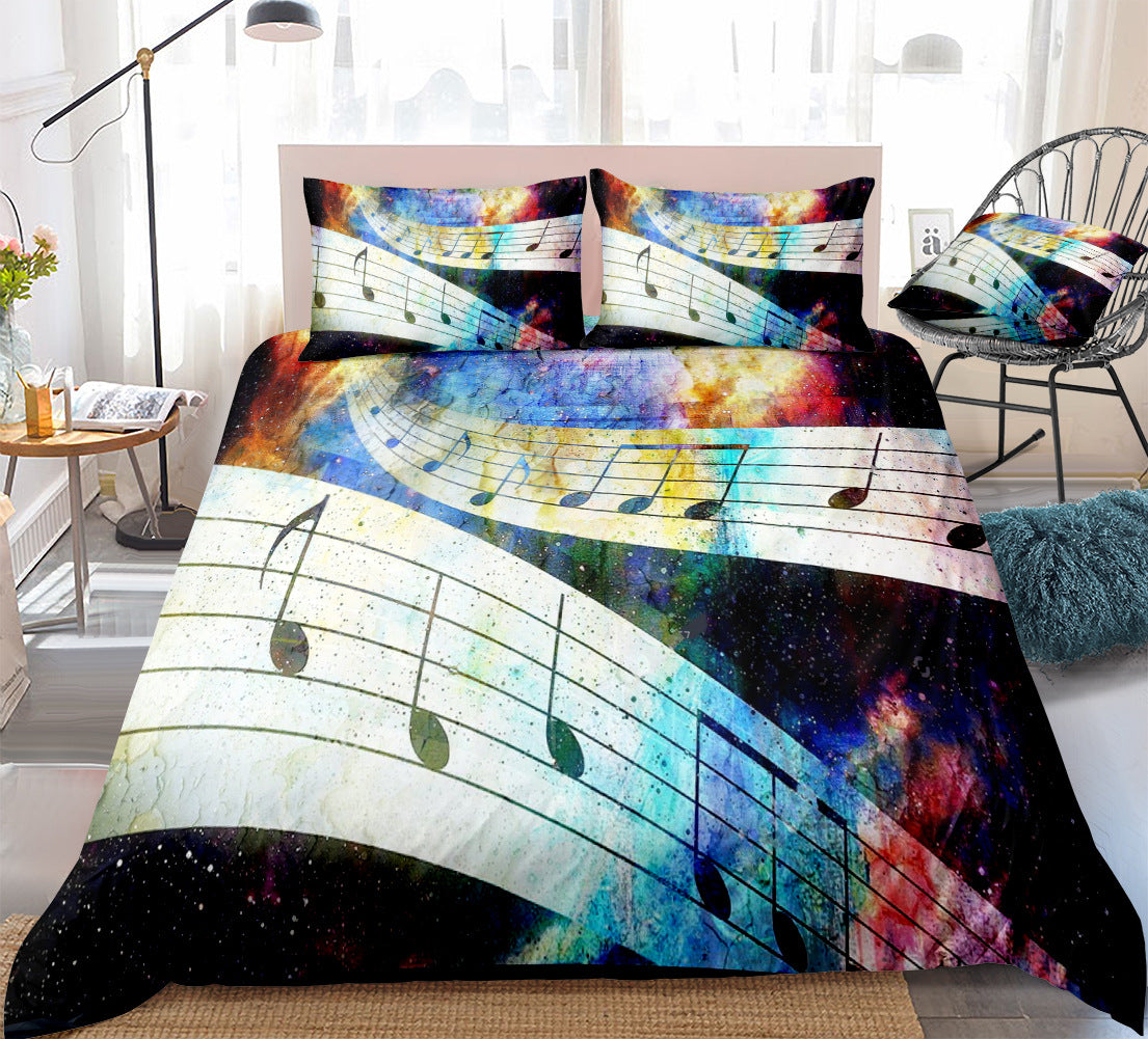 3-Piece Musical Quilt Cover Set for Bold Bedroom Style