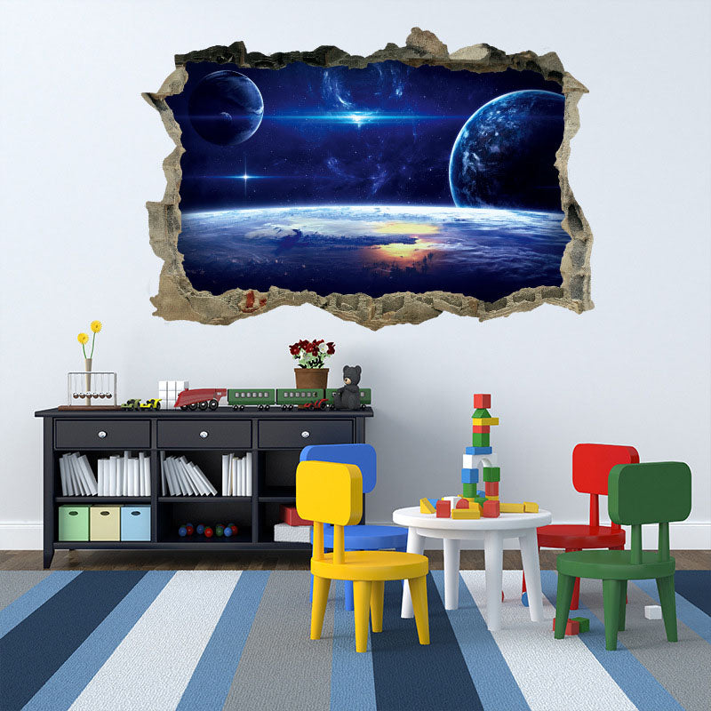 3D Space Wall Stickers for Kids’ Galaxy Bedroom Decor