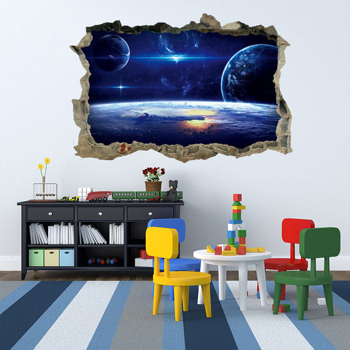 3D Space Wall Stickers for Kids’ Galaxy Bedroom Decor