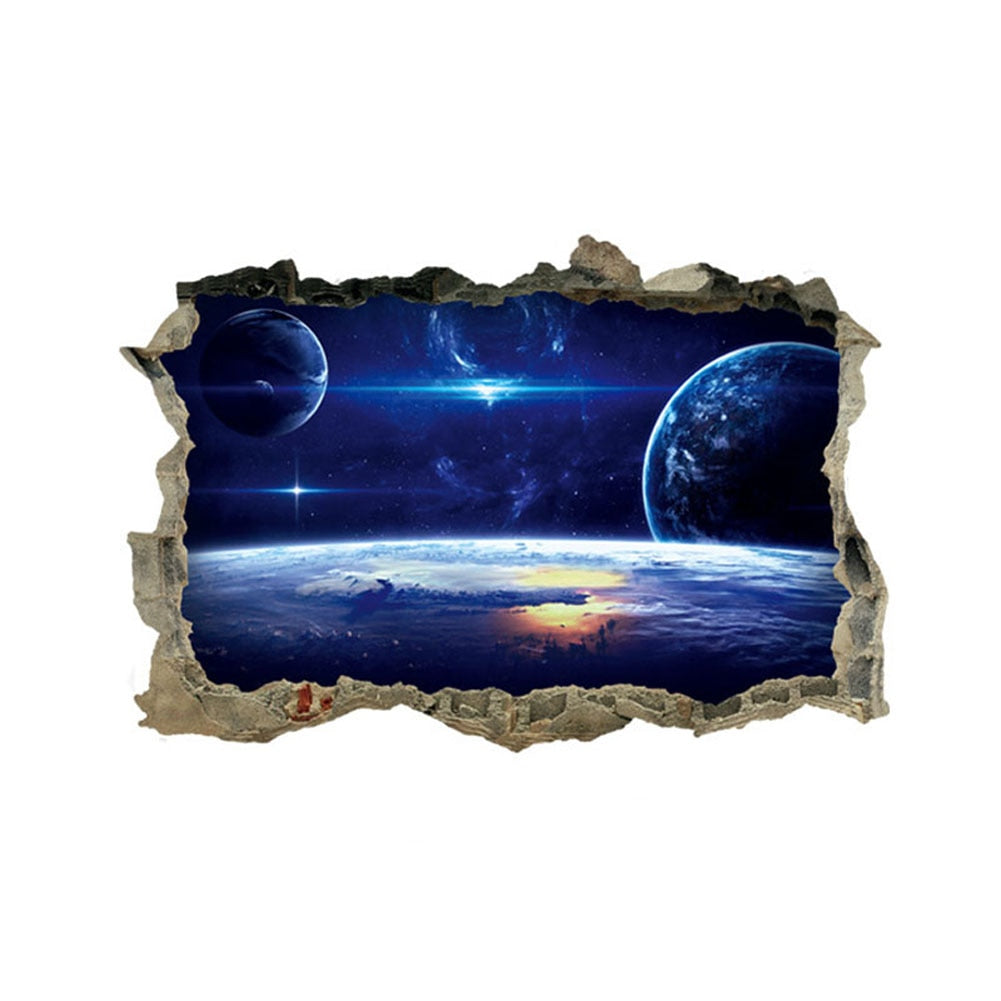 3D Space Wall Stickers for Kids’ Galaxy Bedroom Decor