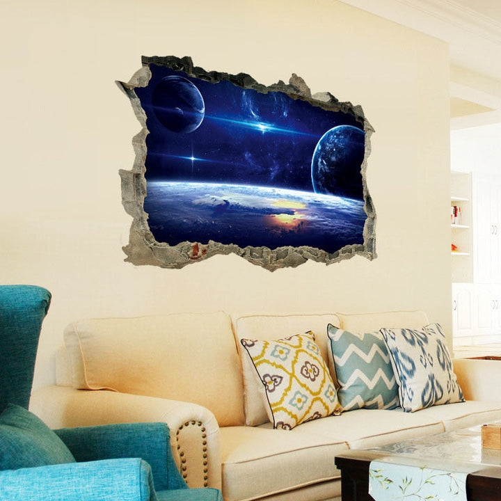 3D Space Wall Stickers for Kids’ Galaxy Bedroom Decor