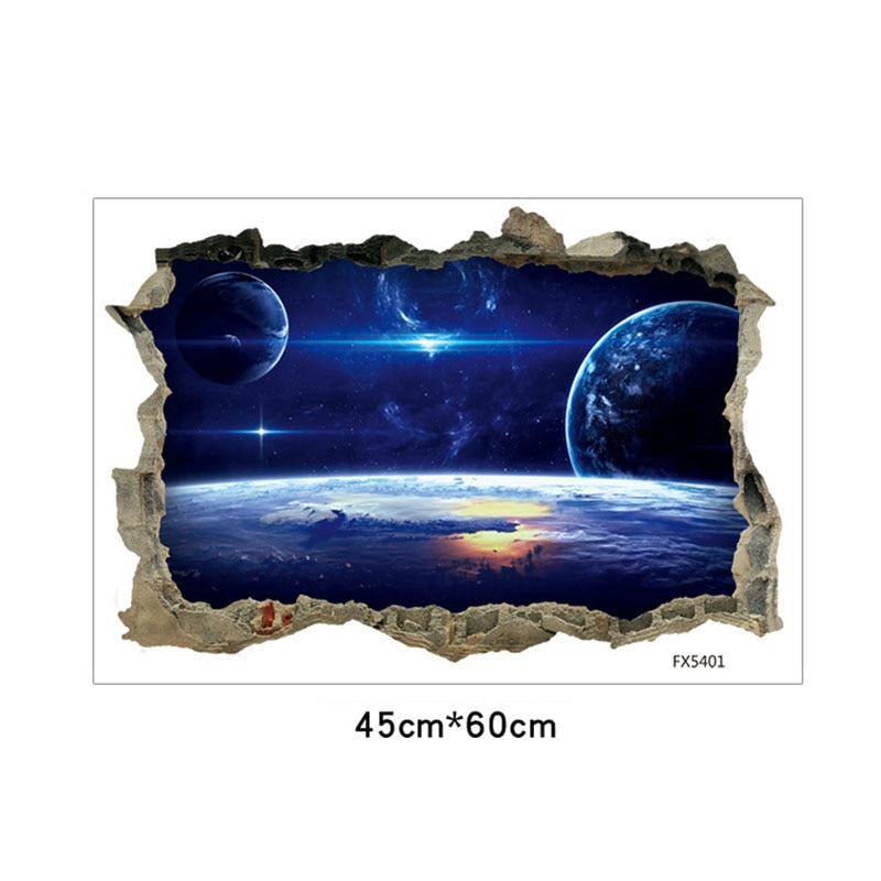 3D Space Wall Stickers for Kids’ Galaxy Bedroom Decor