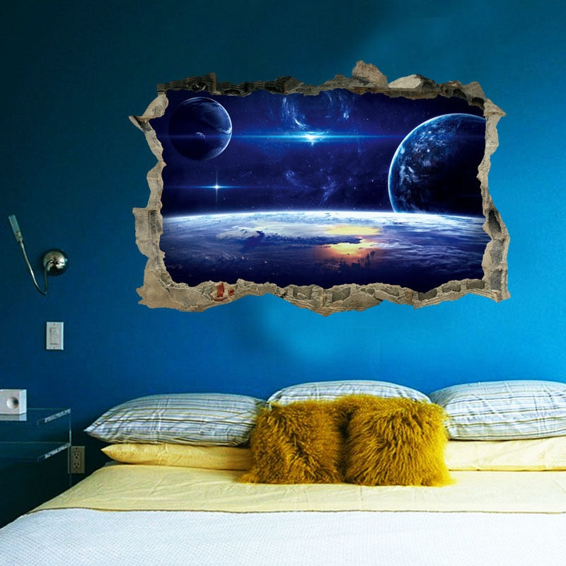 3D Space Wall Stickers for Kids’ Galaxy Bedroom Decor
