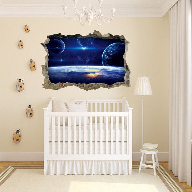 3D Space Wall Stickers for Kids’ Galaxy Bedroom Decor
