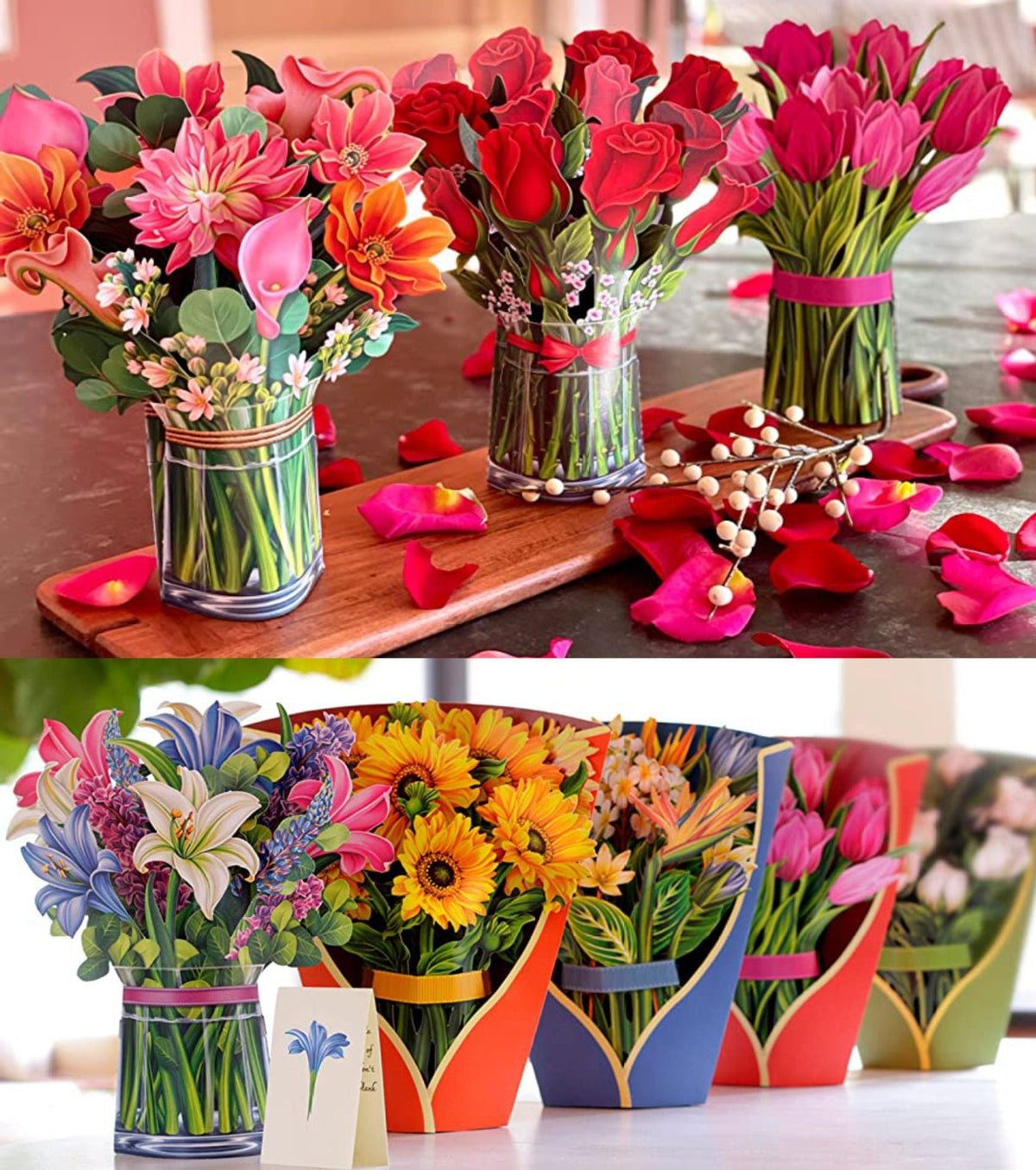 3D Paper Flower Greeting Card Keepsake Bouquet Gift