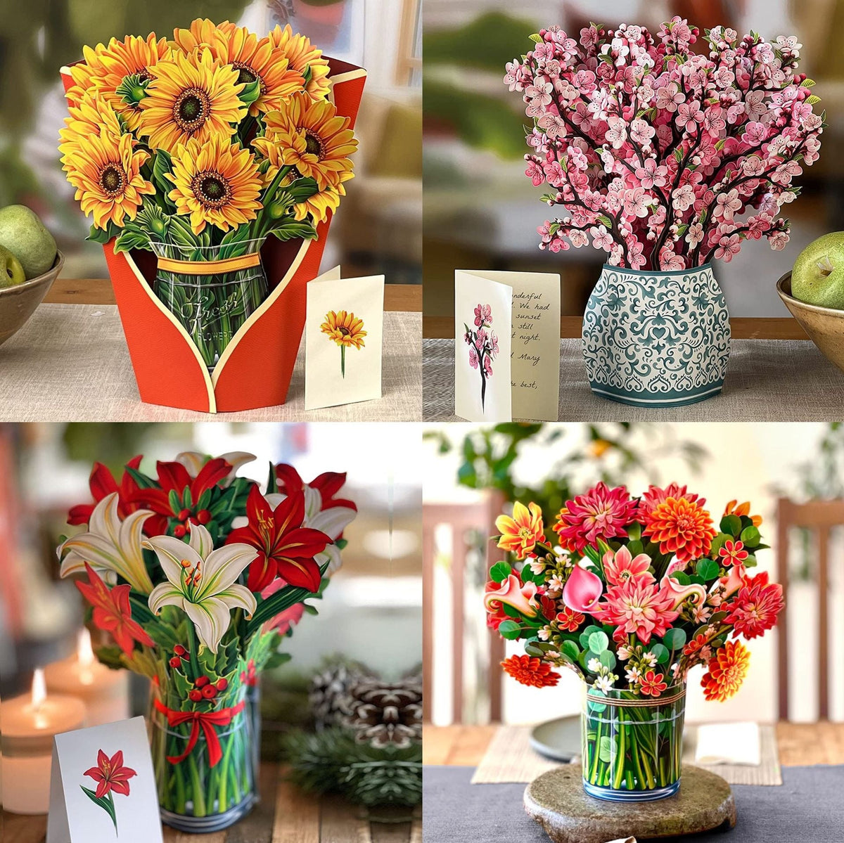 3D Paper Flower Greeting Card Keepsake Bouquet Gift