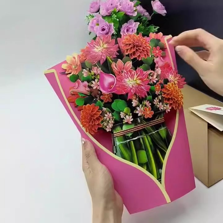 3D Paper Flower Greeting Card Keepsake Bouquet Gift