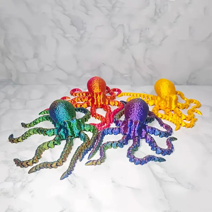 3D Printed Octopus Toy With Colorful Movable Tentacles