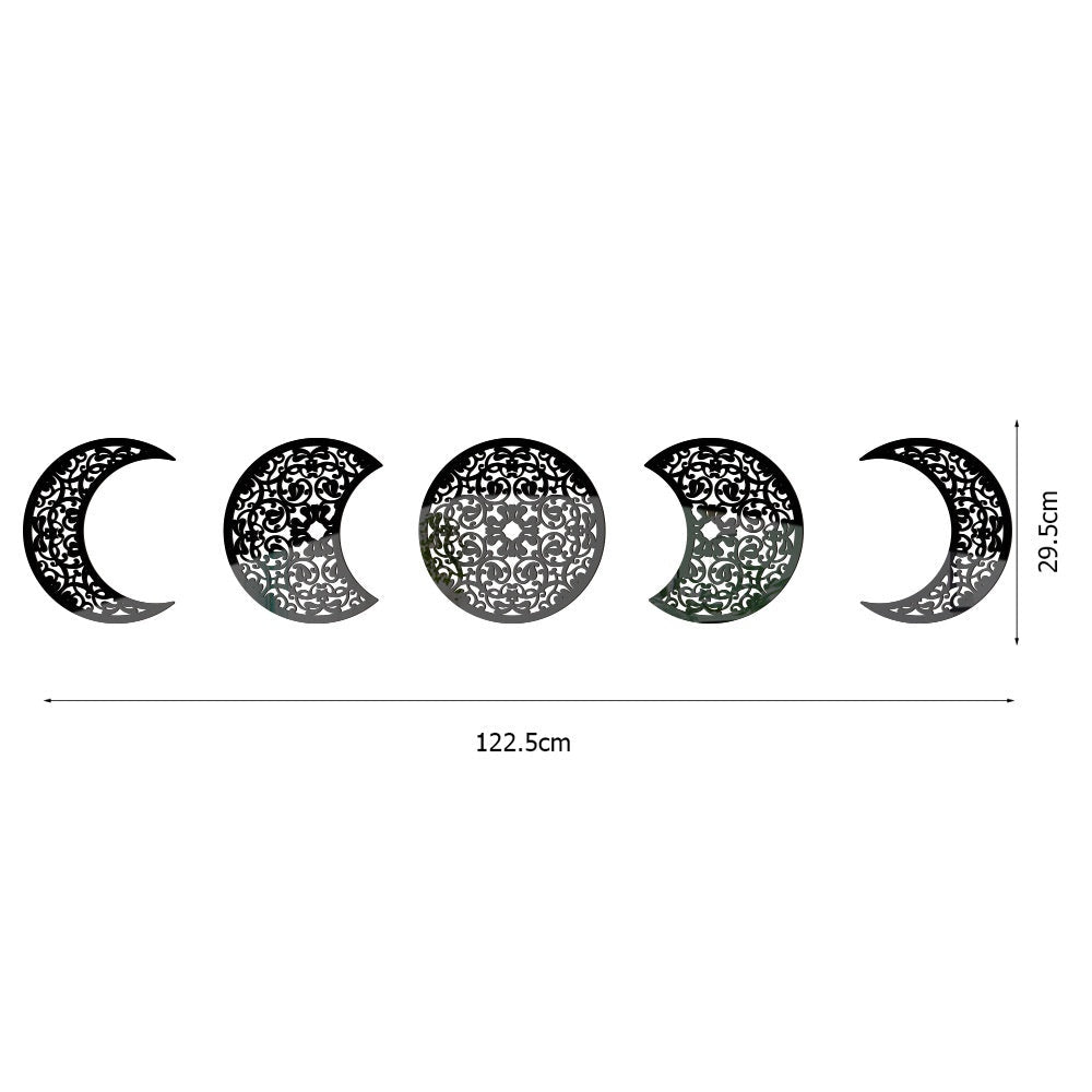 3D Moon Phase Wall Sticker for Reflective Celestial Decor