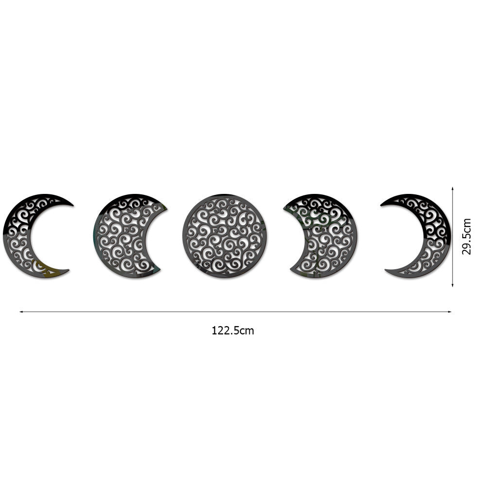 3D Moon Phase Wall Sticker for Reflective Celestial Decor