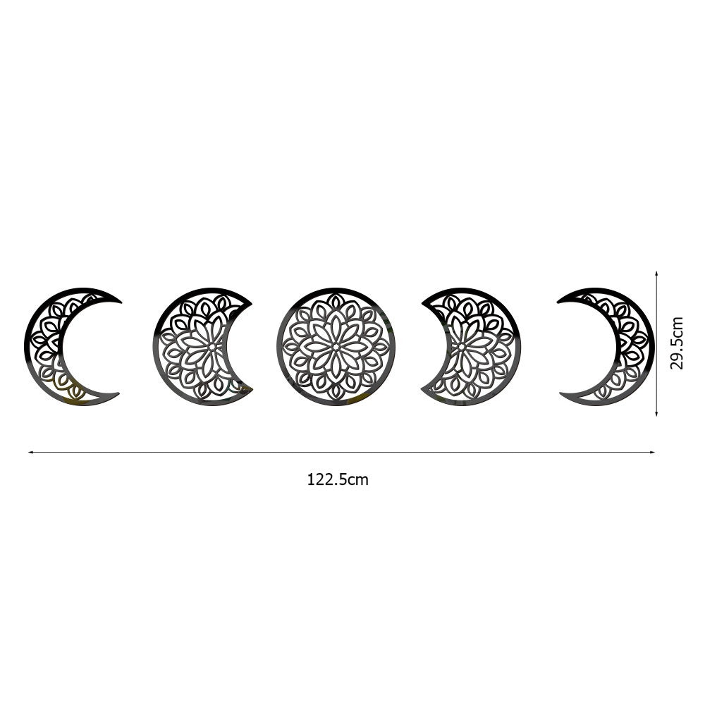 3D Moon Phase Wall Sticker for Reflective Celestial Decor