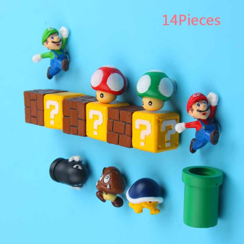 Super Mario Fridge Magnets: 8-Piece 3D Resin Decor Set